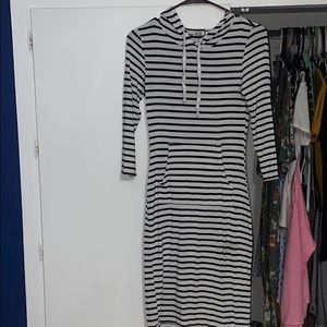 Black and white stripped maxi dress